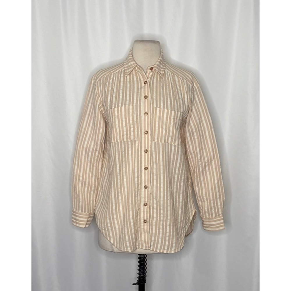 Anthropologie PILCRO The Hadley Relaxed Buttondown Shirt Top Striped Edition XXS - Picture 3 of 14